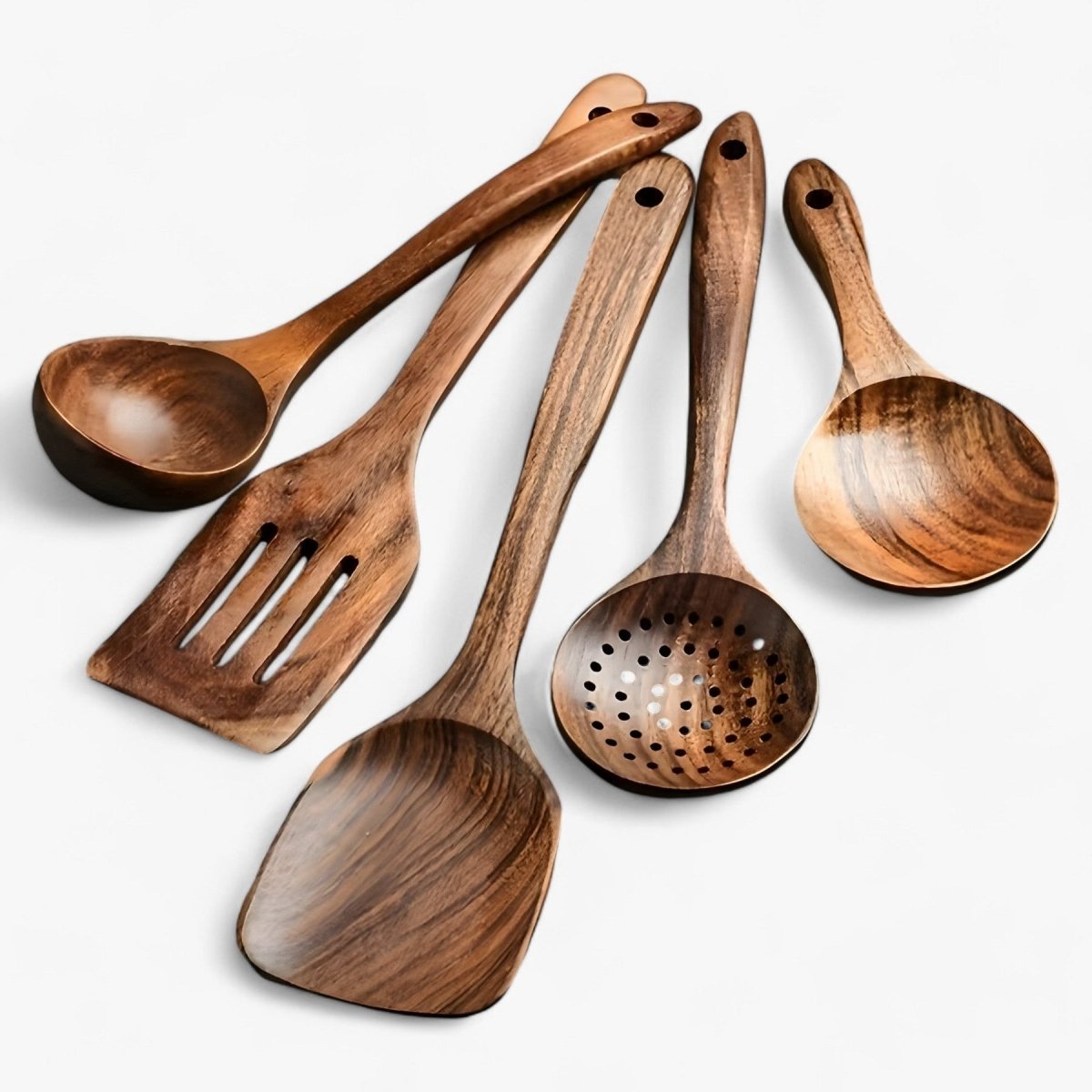 WOODCHEF UTENSILS - 11-piece wooden kitchen utensil set for safe and scratch-free cooking