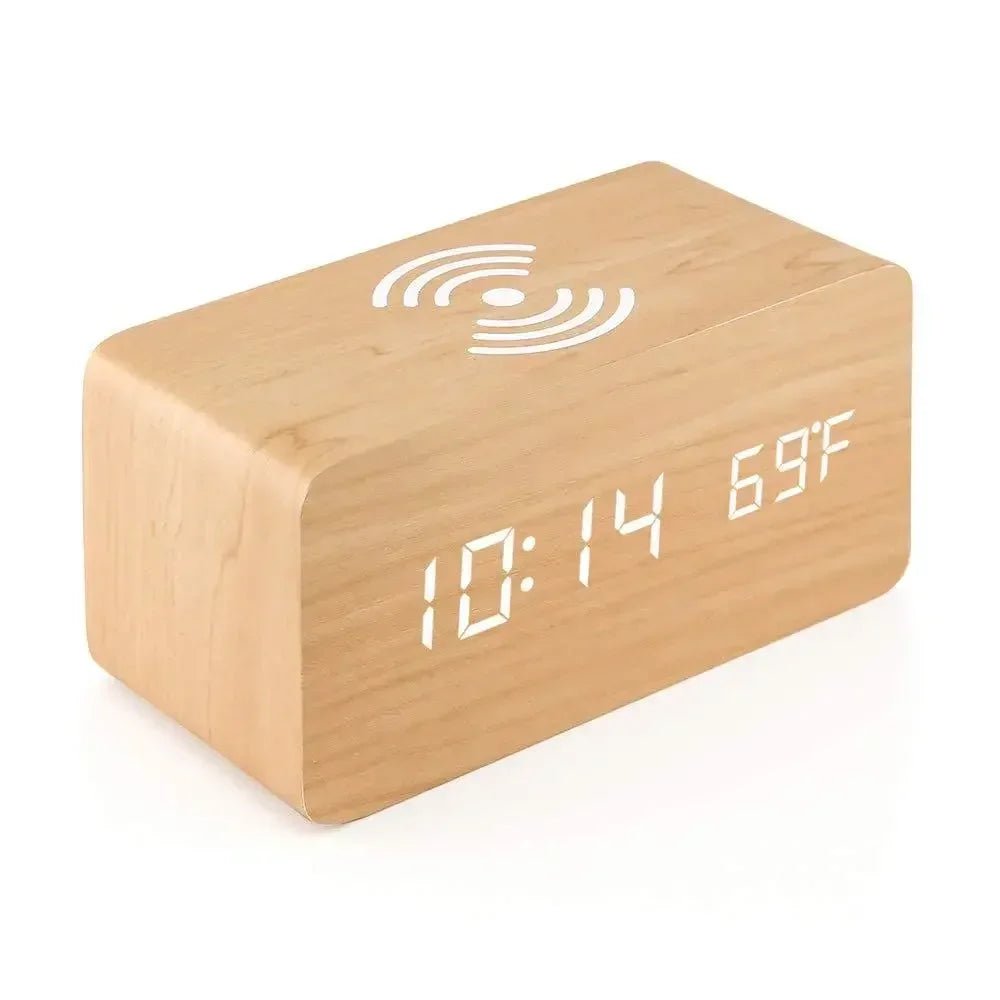 WOODTIME PRO – LED-Wecker aus Holz mit kabelloser Ladefunktion 8