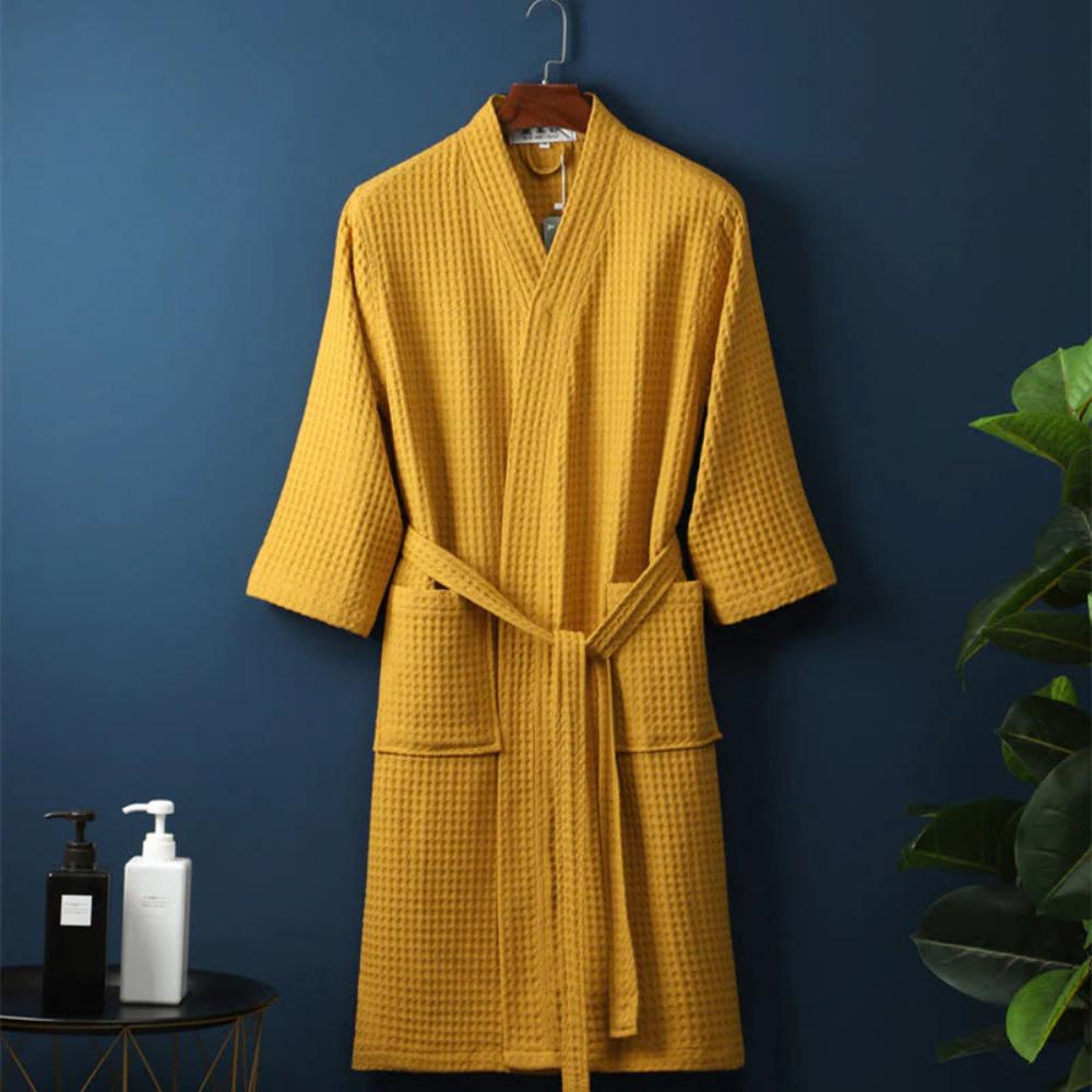 CottonLuxe – Waffle V-Neck Bathrobe made of 100% Cotton