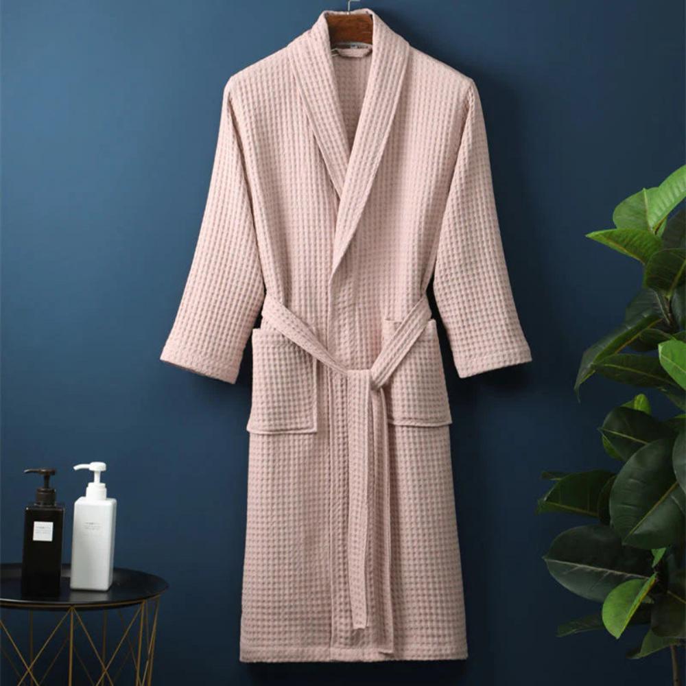 CottonLuxe – Waffle V-Neck Bathrobe made of 100% Cotton