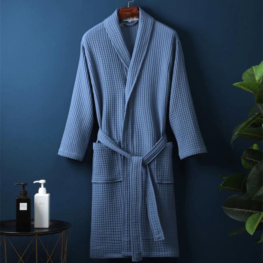 CottonLuxe – Waffle V-Neck Bathrobe made of 100% Cotton