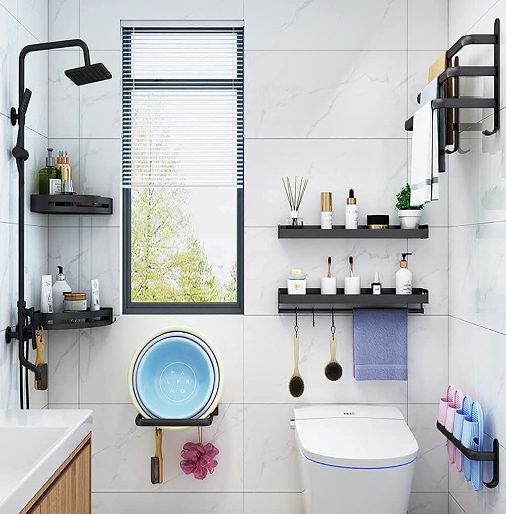 FlexRack – Mensola da bagno a parete in alluminio per asciugamani e accessori
