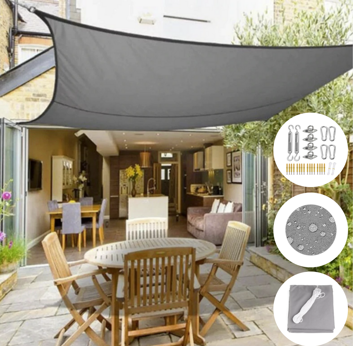 SUNSHADE Pro - Water-repellent awning with UV protection for balcony, patio & garden