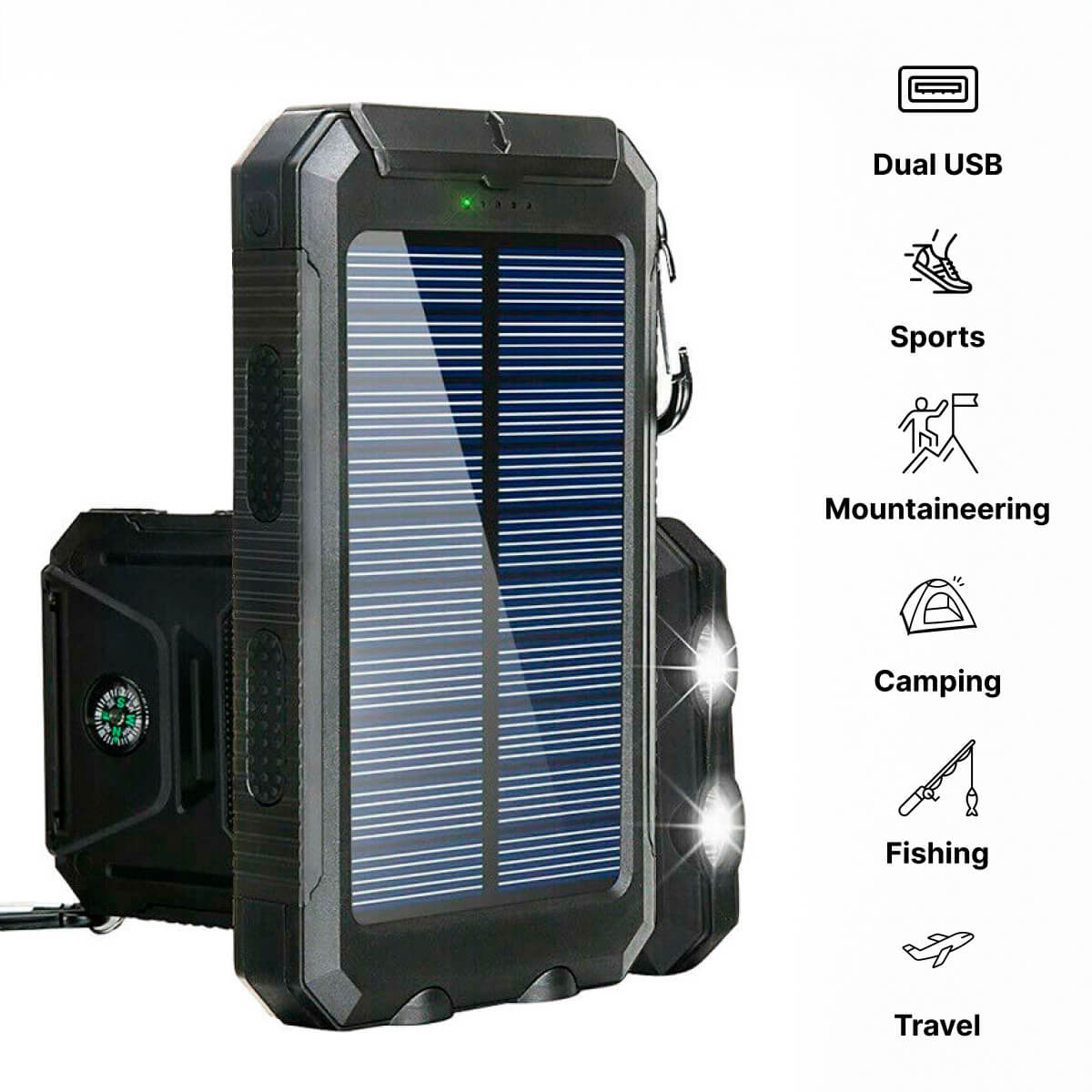 SOLARFORCE Powerbank – waterdichte solar powerbank met 500000mAh voor outdoor-avonturen