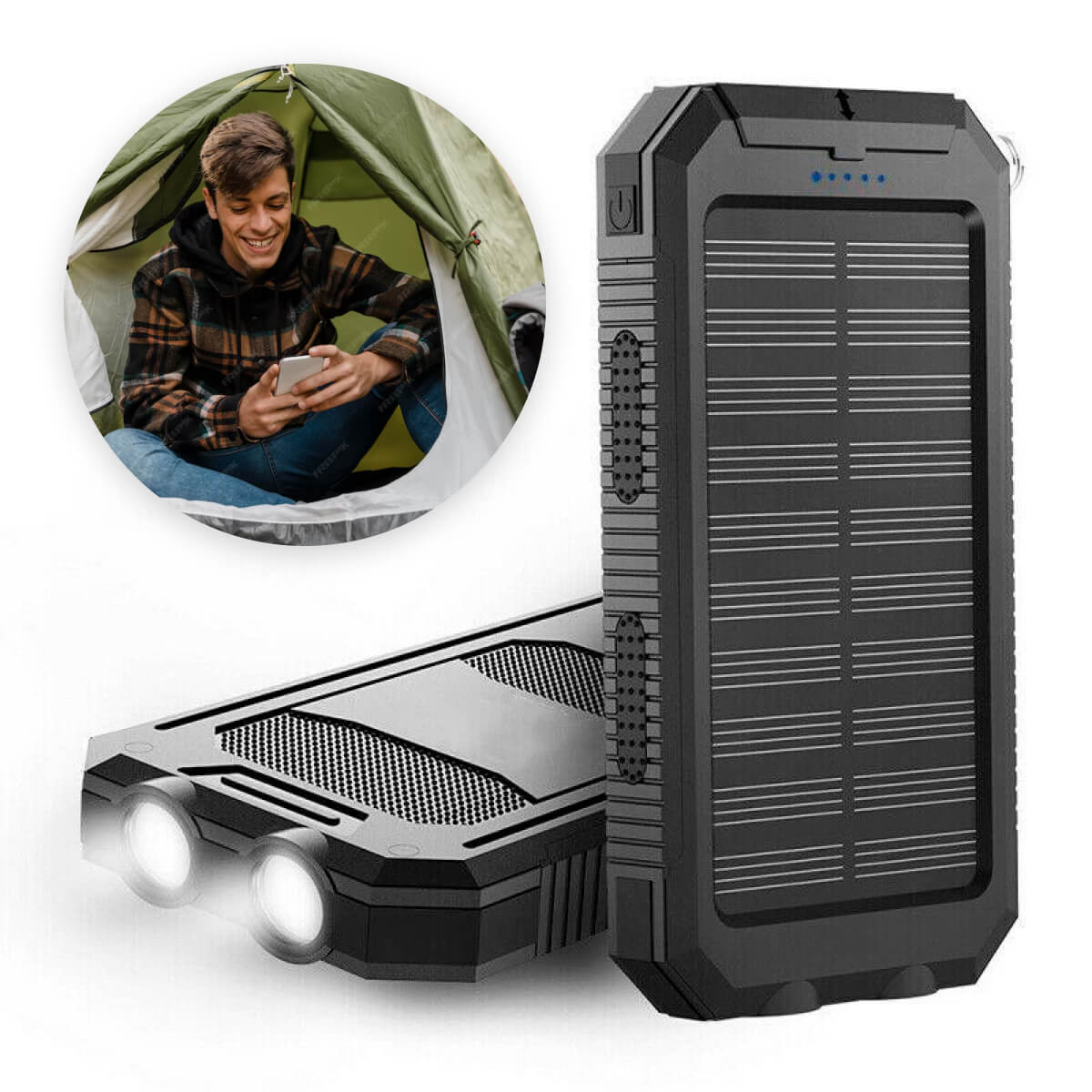 SOLARFORCE Powerbank – waterdichte solar powerbank met 500000mAh voor outdoor-avonturen