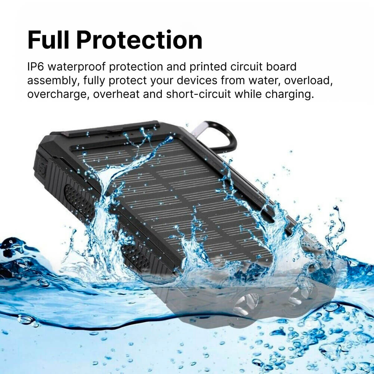 SOLARFORCE Powerbank – waterdichte solar powerbank met 500000mAh voor outdoor-avonturen