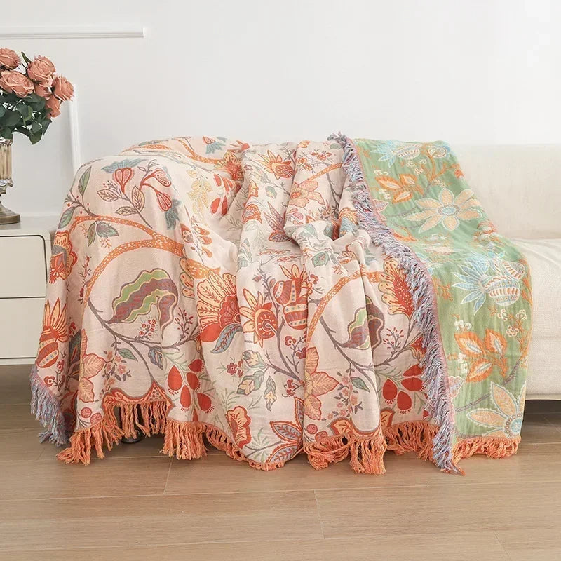 BohoWeave – Cotton Reversible Blanket with Jacquard Pattern