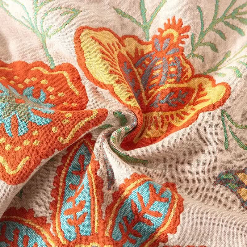 BohoWeave – Couverture réversible en coton avec motif jacquard