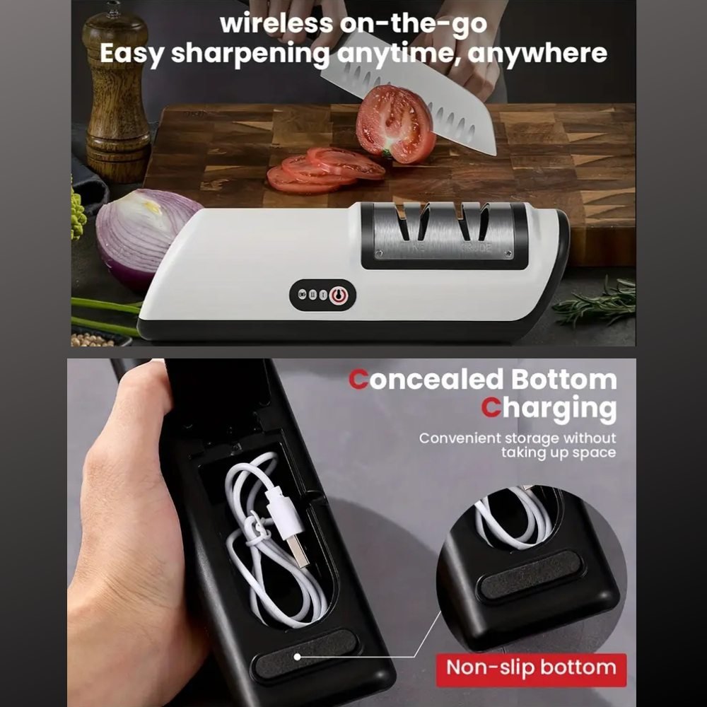 SharpEase Duo – Rechargeable 2-Stage Knife Sharpener for Ceramic & Steel Blades