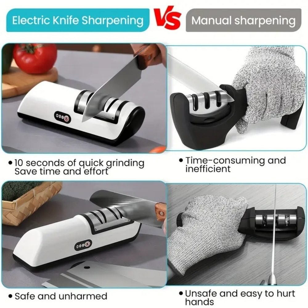 SharpEase Duo – Rechargeable 2-Stage Knife Sharpener for Ceramic & Steel Blades