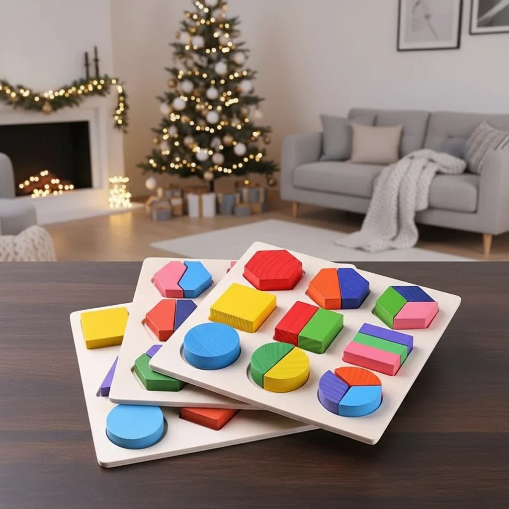 GEOTOT Montessori wooden puzzle for children | Early learning of shapes ...