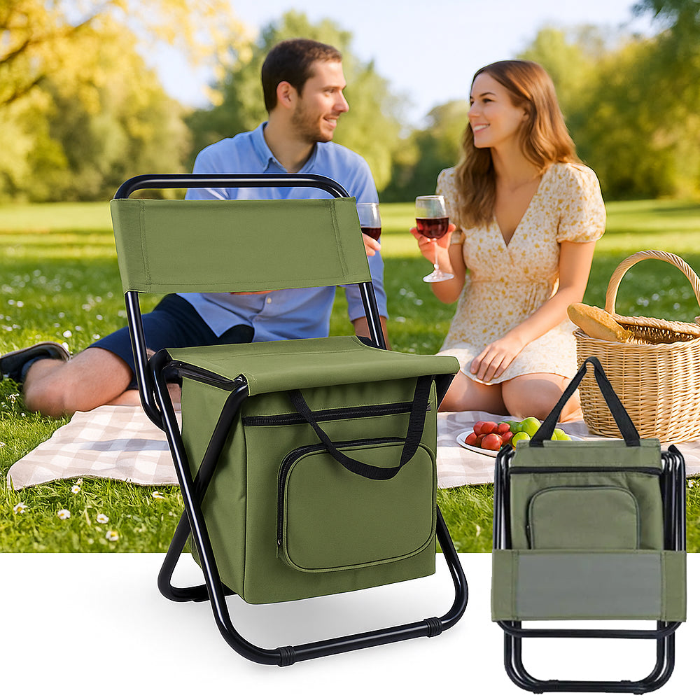 COOLCAMP CHAIR - Folding chair with backrest & integrated cool bag