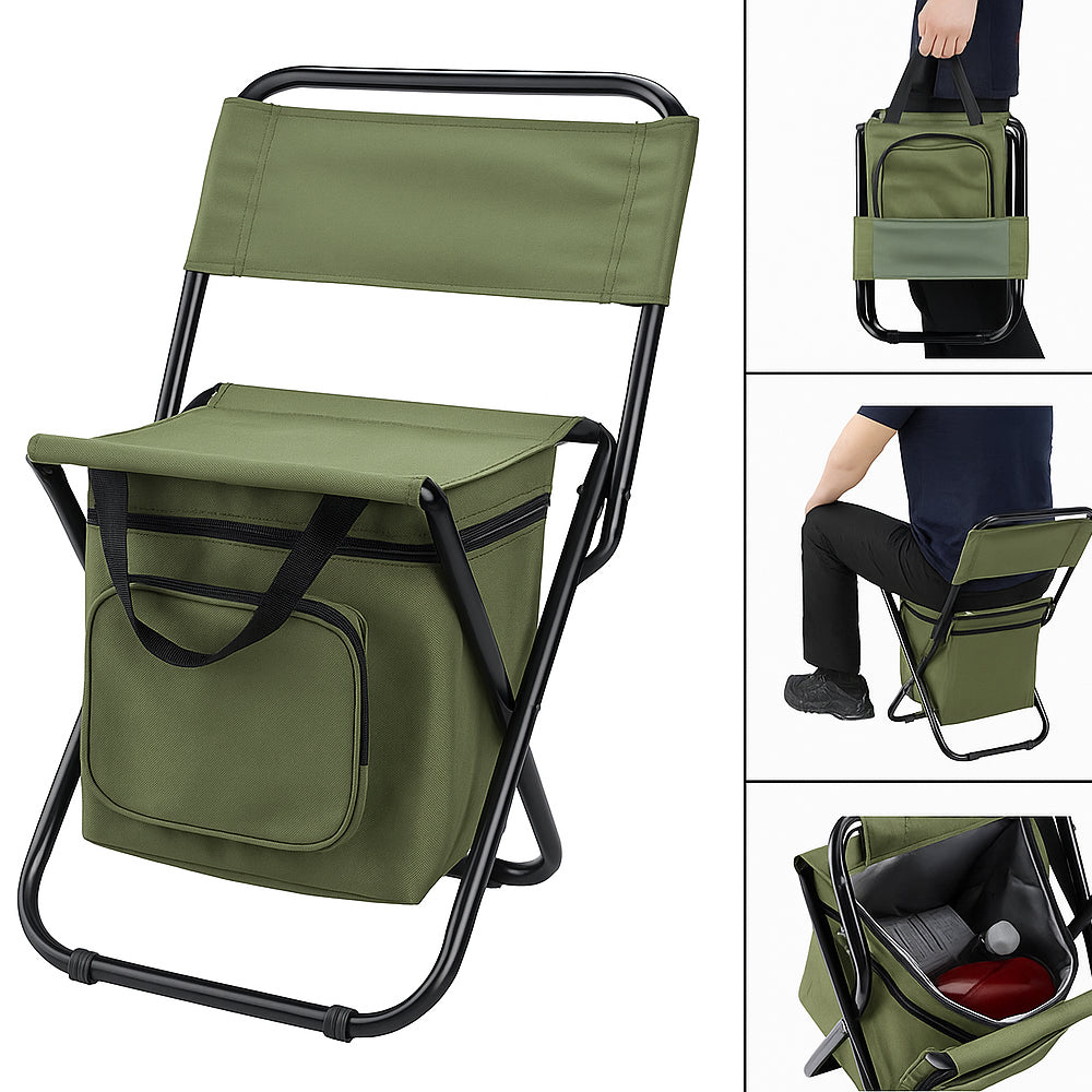 COOLCAMP CHAIR - Folding chair with backrest & integrated cool bag