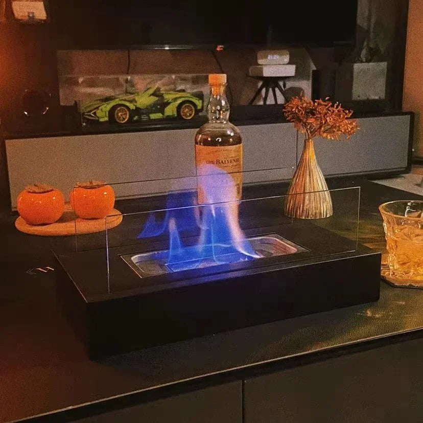 FlameGlow bioethanol table fireplace - Portable & stylish for indoors & outdoors