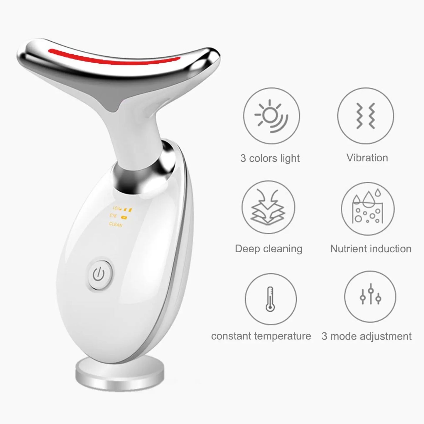 Serenetouch – 3-in-1 gezichtsmasageapparaat met lichttherapie, vibratie en warmtefunctie