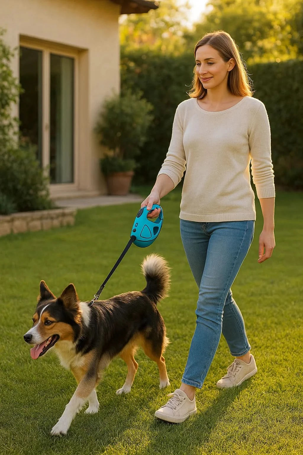 CONTROLLITE Leash – Automatic Dog Leash with LED Light & Ergonomic Anti-Slip Handle