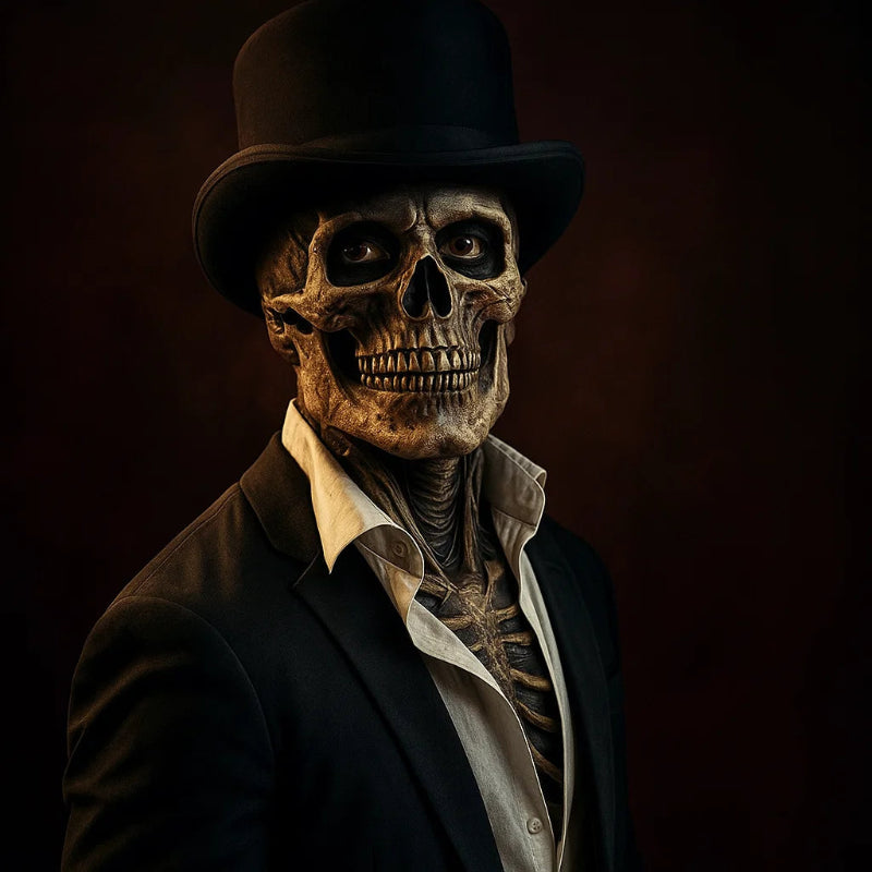 BONESHADE – Realistisch skeletmasker met hoed voor het ultieme Halloween-kostuum