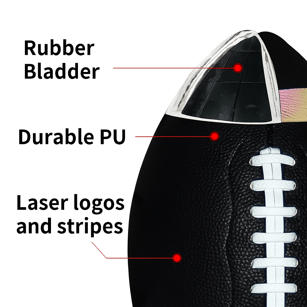 SWINGPASS – Official Size 9 Rugby Ball Made of PU Leather for Training, Games & Outdoor Sports