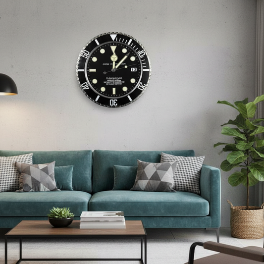 TIMELUME – Silent Wall Clock with Stainless Steel Frame & Luminous Hands (33 cm)