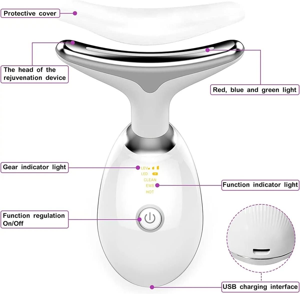 Serenetouch – 3-in-1 facial massager with light therapy, vibration & heat function
