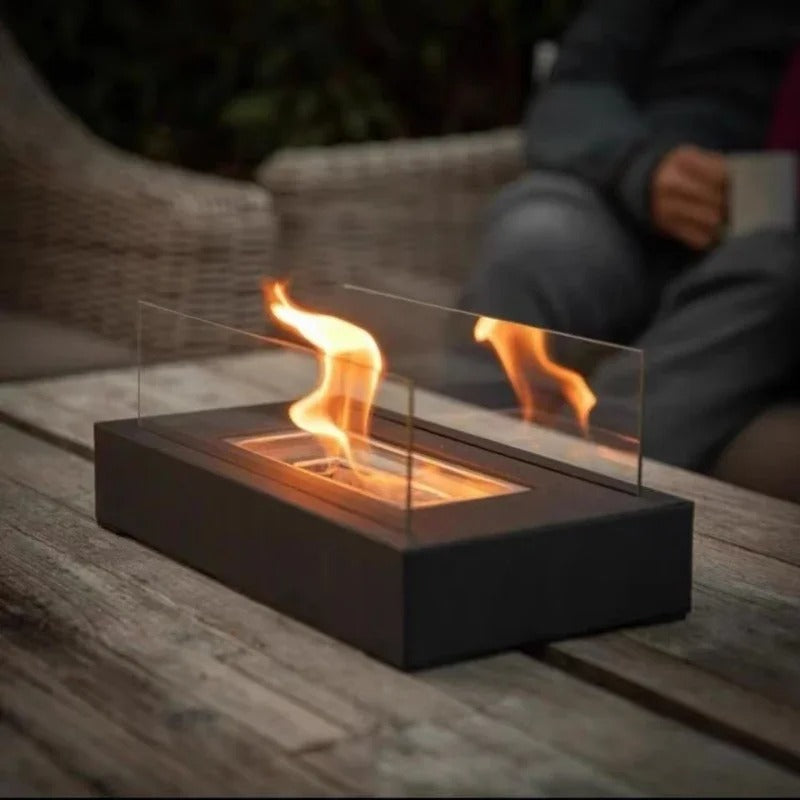 FlameGlow bioethanol table fireplace - Portable & stylish for indoors & outdoors