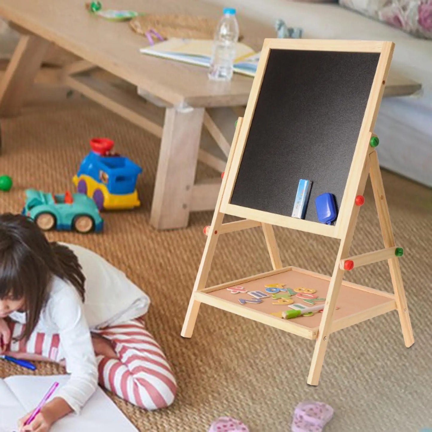 SketchStar Duo – Caballete creativo para niños con pizarra y tablero blanco