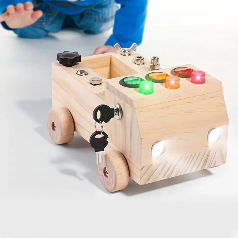 Montessori beschäftigtes Board - Leder und Spiel mit LEDs-5