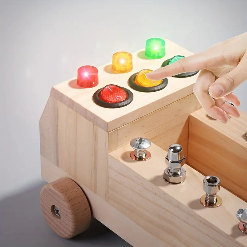 Montessori beschäftigtes Board - Leder und Spiel mit LEDs-4