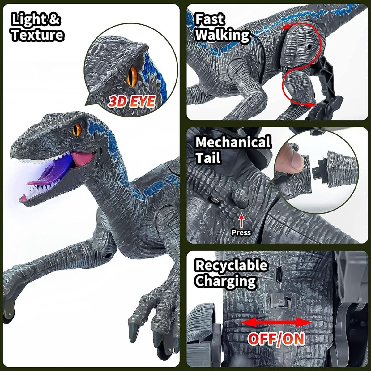 Dinomotion - realistischer Velociraptor mit Fernbedienung-6