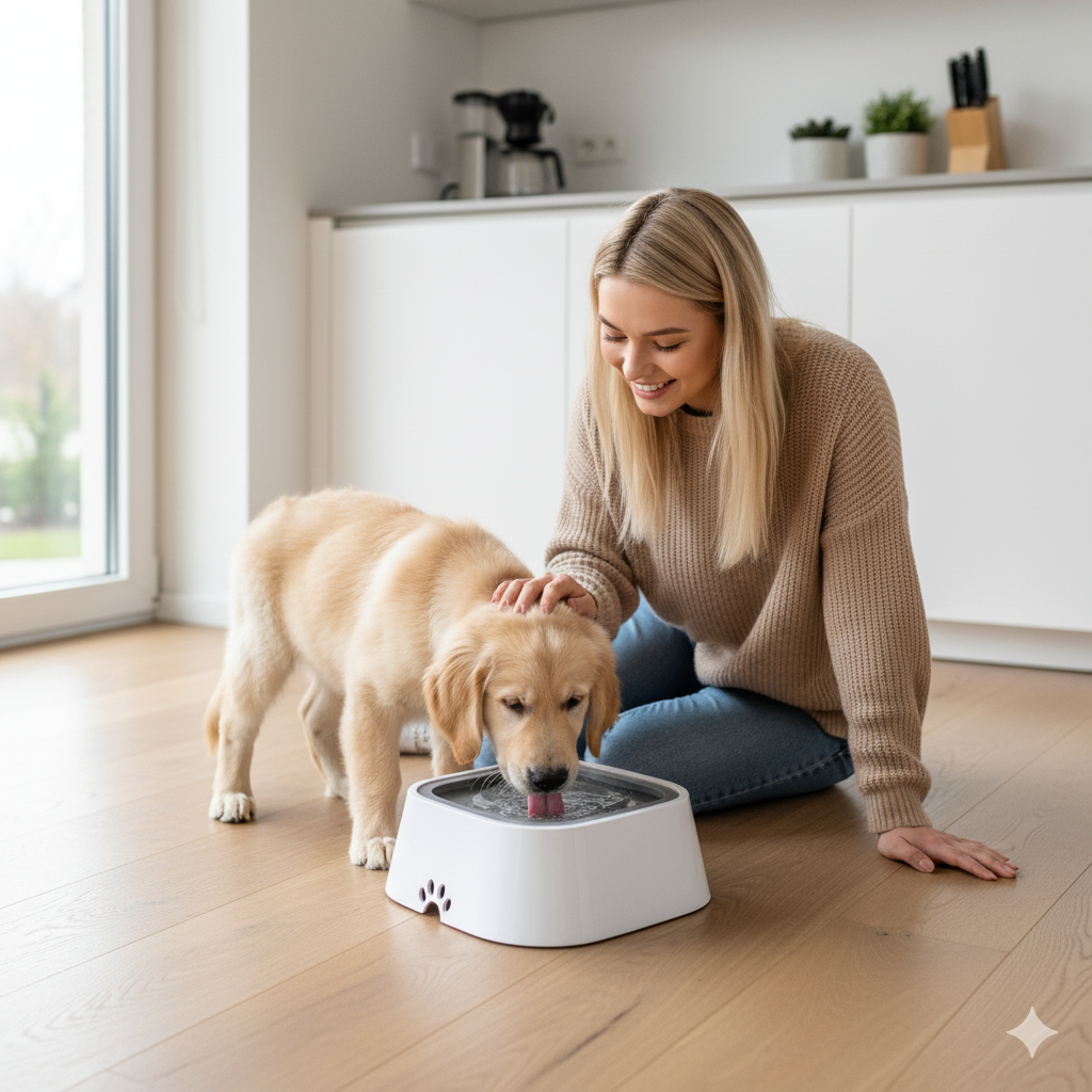 DRINKING GUARD – Water Bowl with Anti-Spill Function & Floating Disc