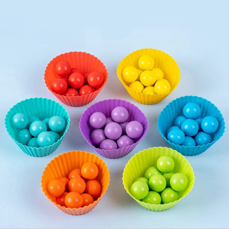 Colormatch - Montessori wooden bead sorting game to promote colours & counting