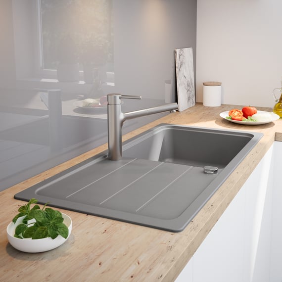Architectura 50 ceramic washbasin from Villeroy & Boch - Elegant & timeless in fossil grey for every bathroom