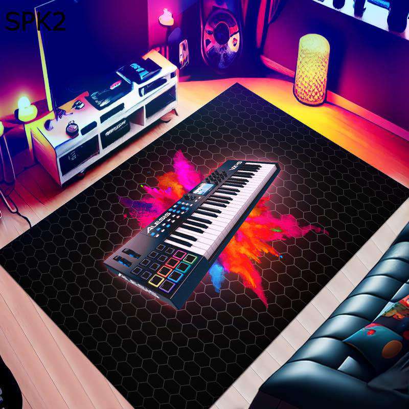 SOFTVINTAGE – Vintage-Gitarrendruck-Flächen-Teppich aus weichem Flanell rutschfest für Wohnkultur