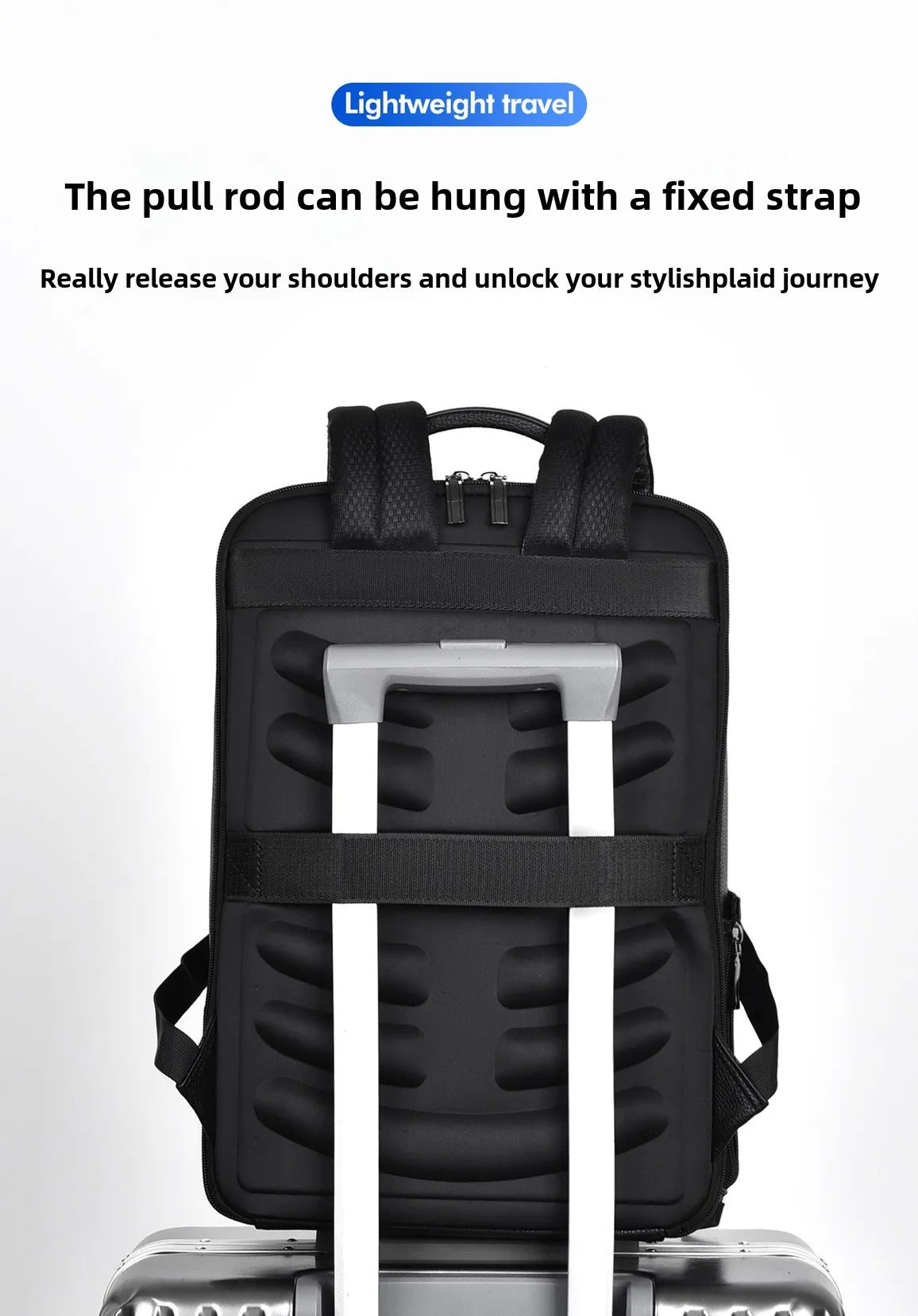 Elegante mochila de cuero para mujer/hombre con conexión USB para portátil y uso diario, 15,6 pulgadas, negro