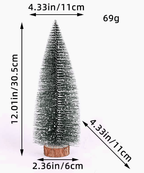 SNOWPINE BRUSH – Flocked Mini Pine Tree Set (5 Pieces) for Christmas Decoration