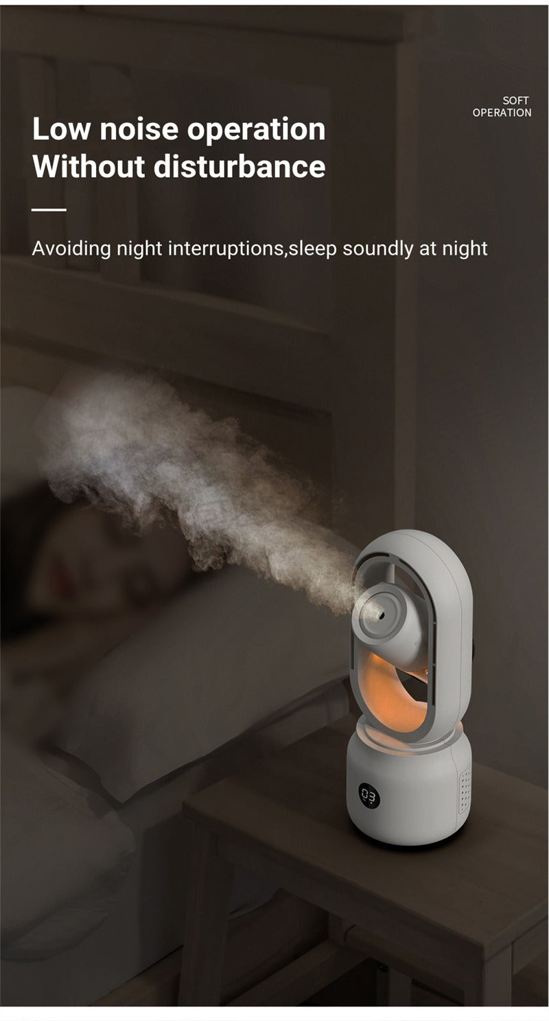 COOLMIST FAN - Portable fan without blades with humidifier and night light for refreshing comfort