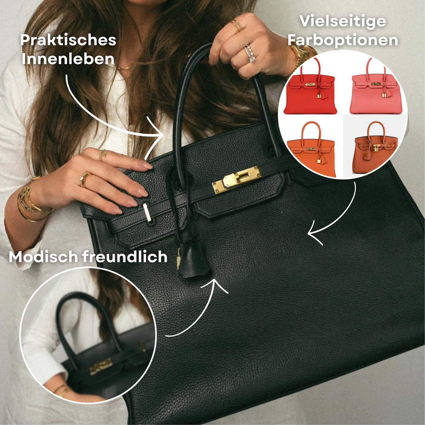 LuxeHide Lederhandtasche – Premium Cowhide & Stilvolles Design für jeden Anlass