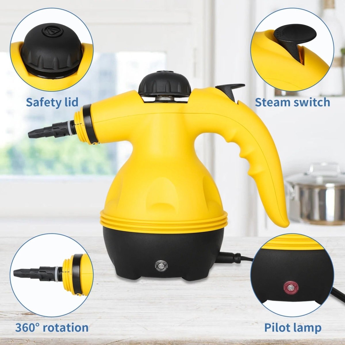 Multifunction Steam Cleaner - Nettoyeur à vapeur sans produits chimiques avec 8 accessoires pour la maison, les vêtements et les fenêtres
