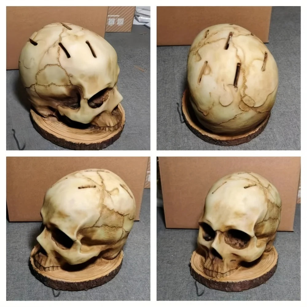 Soporte para cuchillos con calavera gótica – Soporte para cuchillos hecho a mano con diseño de calavera para hasta 7 cuchillos