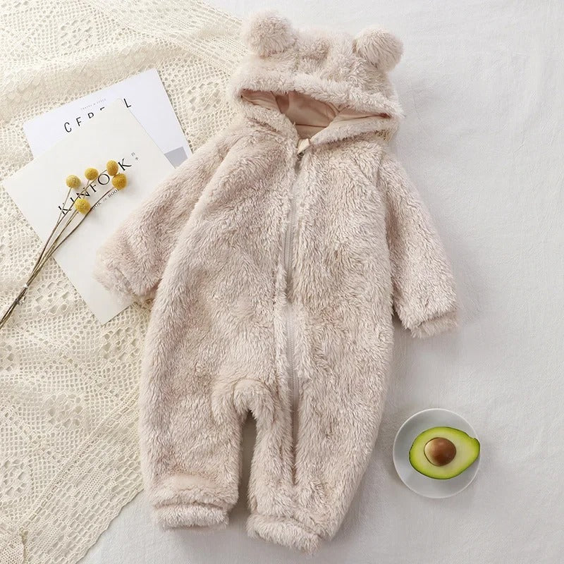 CozyCub Flannel Romper – Flauschiger Winterstrampler für Babys