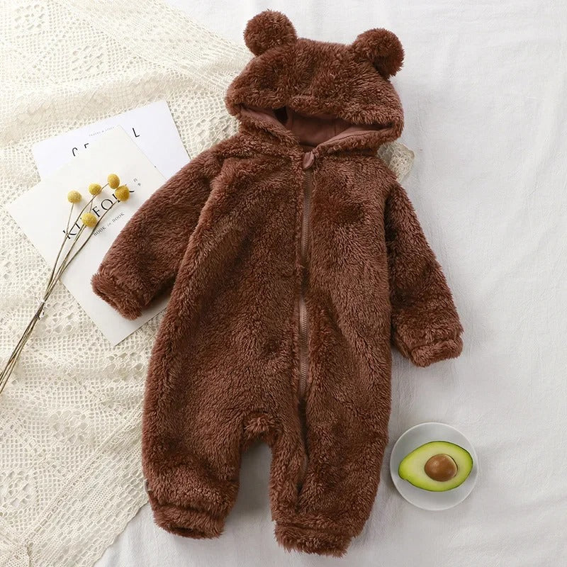 CozyCub Flannel Romper – Flauschiger Winterstrampler für Babys