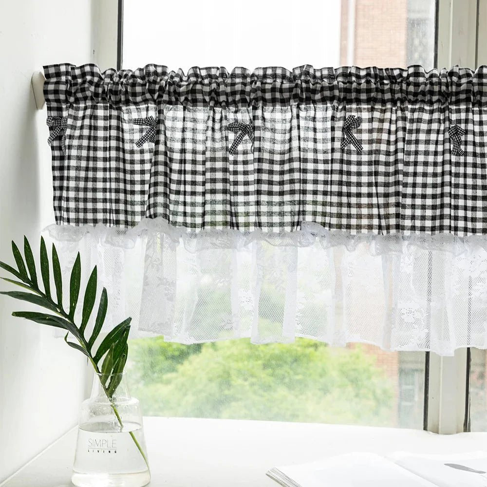 PLAIDELLA – Checkered Lace Half-Window Curtain
