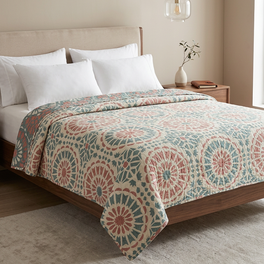 ARTELLA – Couette décorative matelassée à motif inspiré de la mosaïque