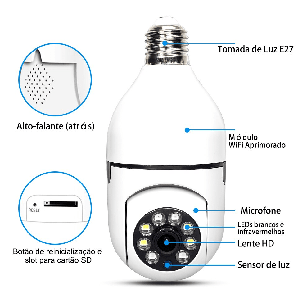 Intelligente beveiligingscamera met 360° bewaking en wifi-functie