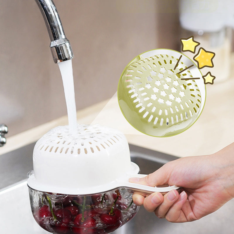 Multifunktionaler Abflusskorb mit Griff – Zwei-Schichten-System für Obst und Gemüse-4