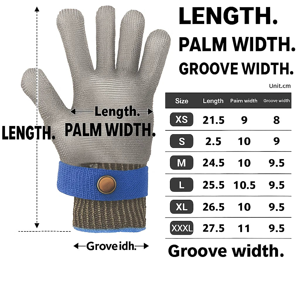 STEELSAFE PRO - Gants de sécurité en acier inoxydable avec résistance maximale aux coupures