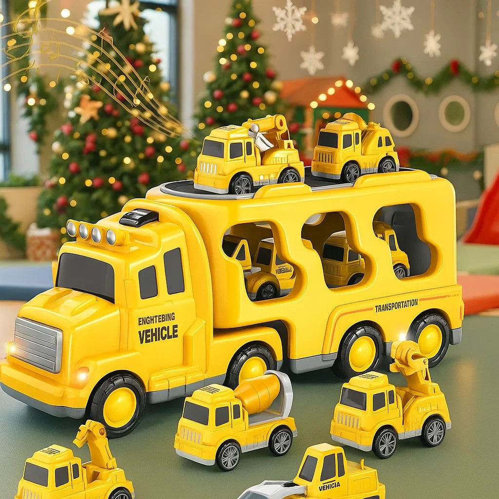 CARGOWIZ – Interactive Transporter with Light & Sound Effects and Toy Fire Truck & Construction Vehicles