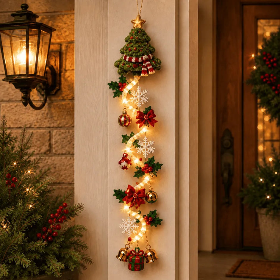 NOELVYN – Décoration de Noël lumineuse pour la porte avec lumières en spirale