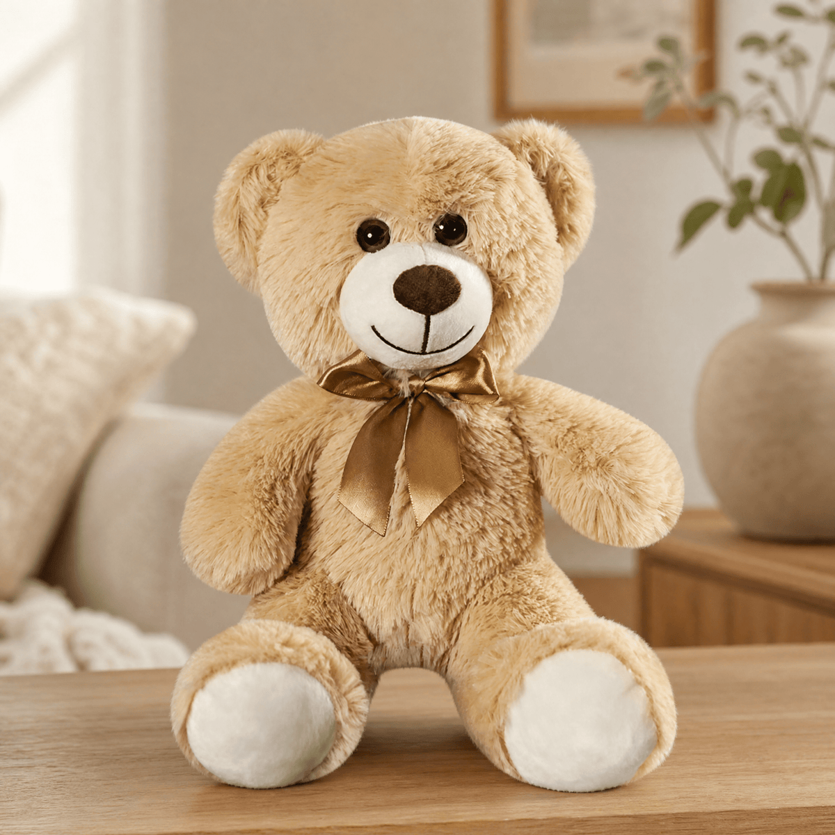 AMORETTA – Stuffed teddy bear or puppy with satin bow