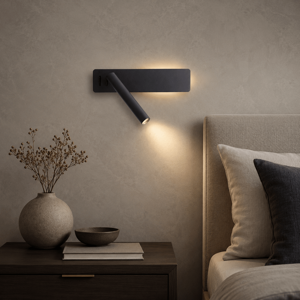 GLOWSPIN – Lampe LED rotative pour un éclairage flexible du lit et de la lecture